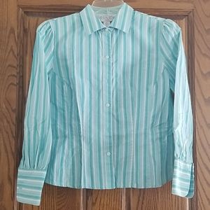 Casual Corner Petite Blue Button Down Blouse